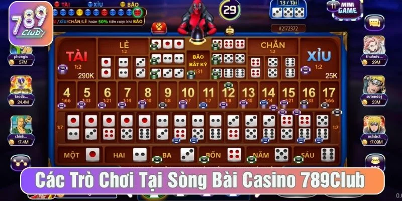 Sảnh game sòng bài 789Club đa dạng cho người chơi lựa chọn